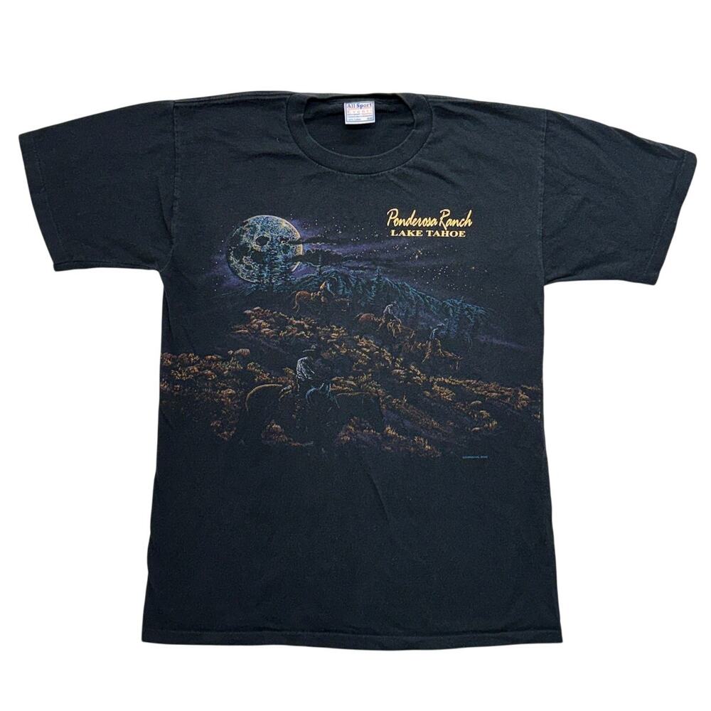 Vintage T-Shirt Medium Black Ponderosa Ranch Lake Tahoe Graphic San Segal XCVII